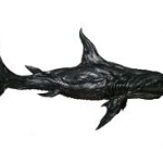 Rubberen haai, een kunstwerk uit Zuid-Korea.