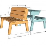 Veelzijdige tafel met bank van vurenhout, een gratis bouwtekening met maten in inches.