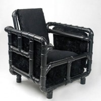 Stoel van pvc buis met dikke kussens, recycling stoel met een modern design.